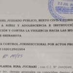 Ruth Nina comparece por segunda vez ante juez en Shinahota