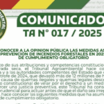 TRIBUNAL AGROAMBIENTAL ANUNCIA TOLERANCIA CERO CONTRA INCENDIOS FORESTALES Y QUEMAS