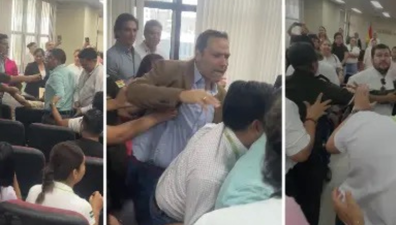 Empujones y amagues de pelea entre cívicos y un fiscal…