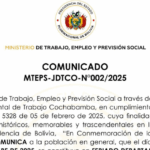 Ministerio de Trabajo confirma feriado este viernes 14 de noviembre