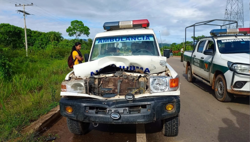AMBULANCIA SUFRE ACCIDENTE TRAS CHOCAR CON UN CABALLO