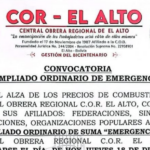 COR de El Alto convoca ampliado de emergencia por alza de combustibles y&hellip;