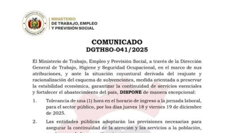 Gobierno dispone tolerancia laboral de una hora para el sector&hellip;