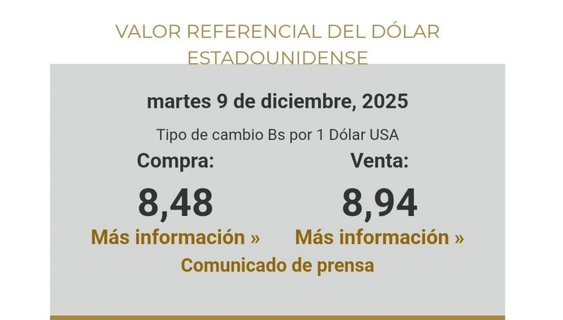 BCB AJUSTA EL DÓLAR: NUEVA REFERENCIA BAJA A 8,48 Y&hellip;