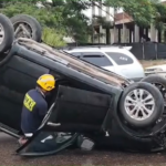 Aparatoso accidente en la doble vía a La Guardia