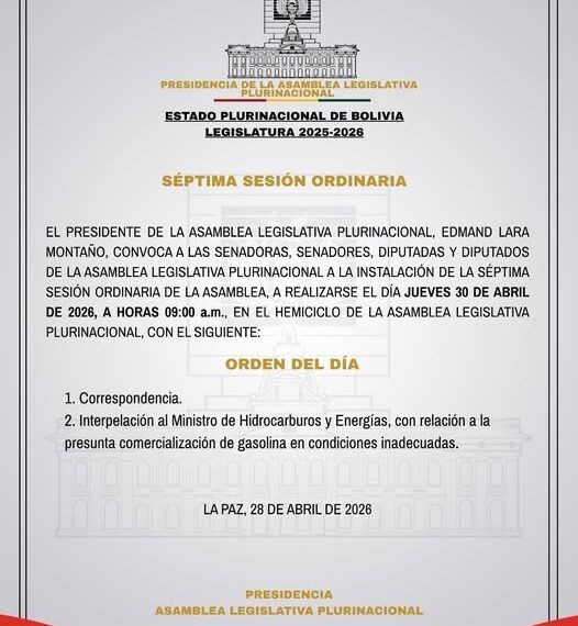 ALP convoca a sesión para interpelar al ministro de Hidrocarburos&hellip;