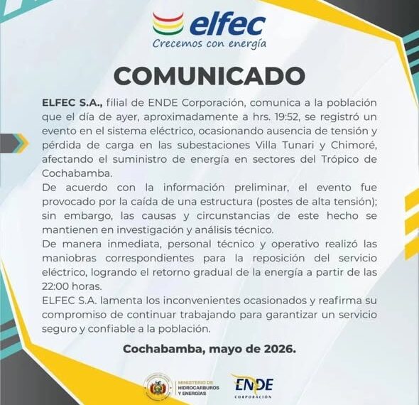 🚨 ELFEC ATRIBUYE EL APAGÓN EN EL TRÓPICO A LA&hellip;