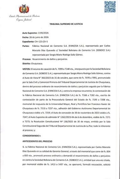TSJ ratifica fallo y Soboce deberá pagar más de Bs…