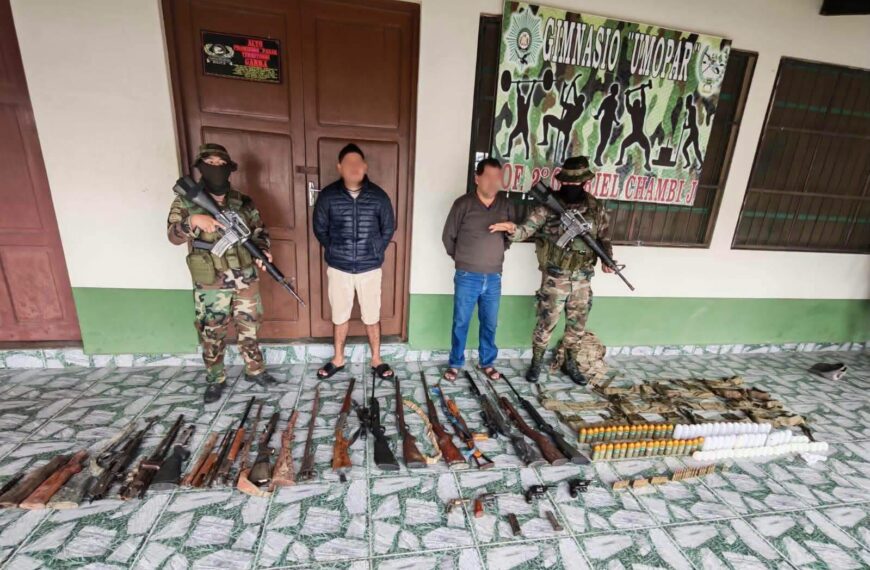 Desarticulan organización vinculada al narcotráfico y tráfico de armas en Villa Tunari; hay colombianos y un militar aprehendidos
