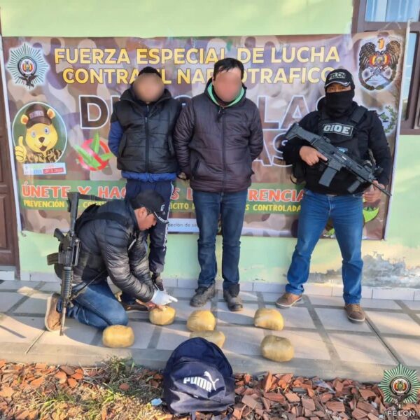Dos aprehendidos con seis paquetes de marihuana en Yacuiba