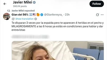 Milei comparte publicaciones que cuestionan el atentado contra Nadia Beller